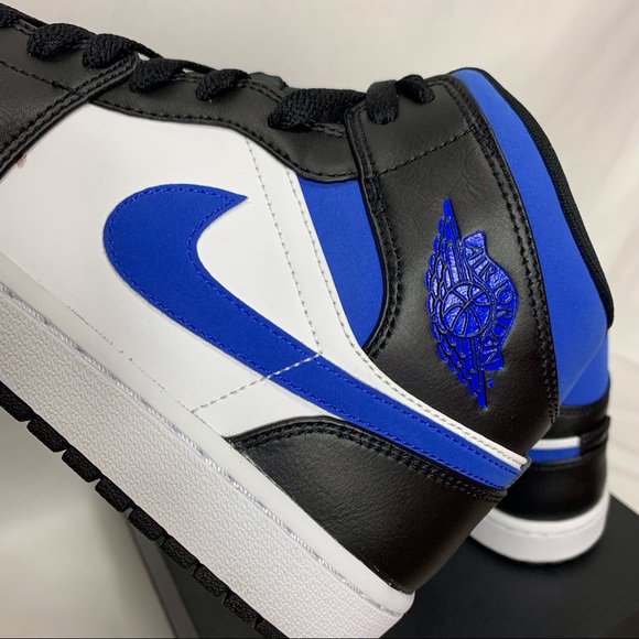 Air Jordan 1 Mid White Black Royal New - Picture 6 of 10